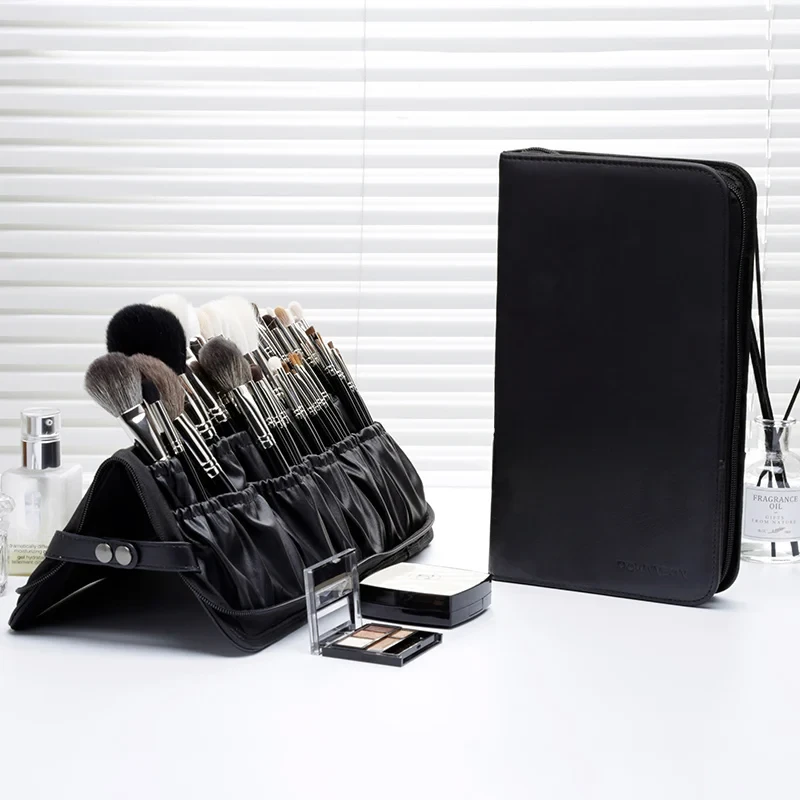 Folding Cosmetic Brush Bag (Black)