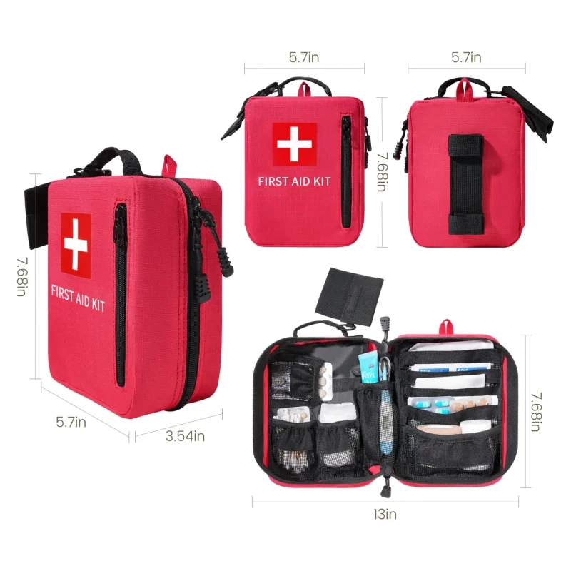 First Aid Bag Empty Medical Bag for Travel Home Car and Office Compact Emergency Storage Organizer (No Medications Included)
