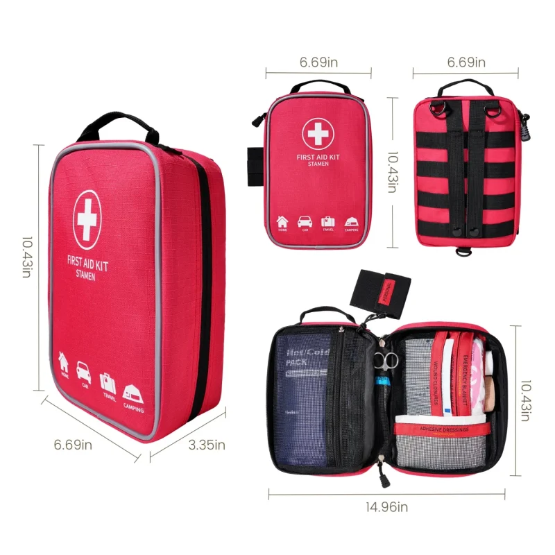 First Aid Bag Empty Large Medical Bag for Travel Home Car and Office Compact Emergency Storage Organizer (No Medications Included)