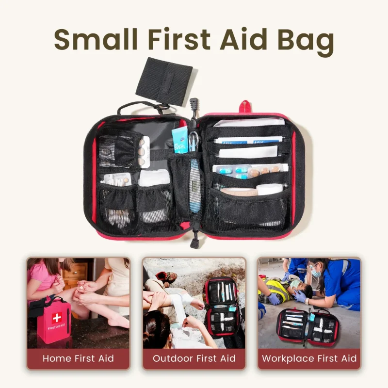 First Aid Bag Empty Medical Bag for Travel Home Car and Office Compact Emergency Storage Organizer (No Medications Included)
