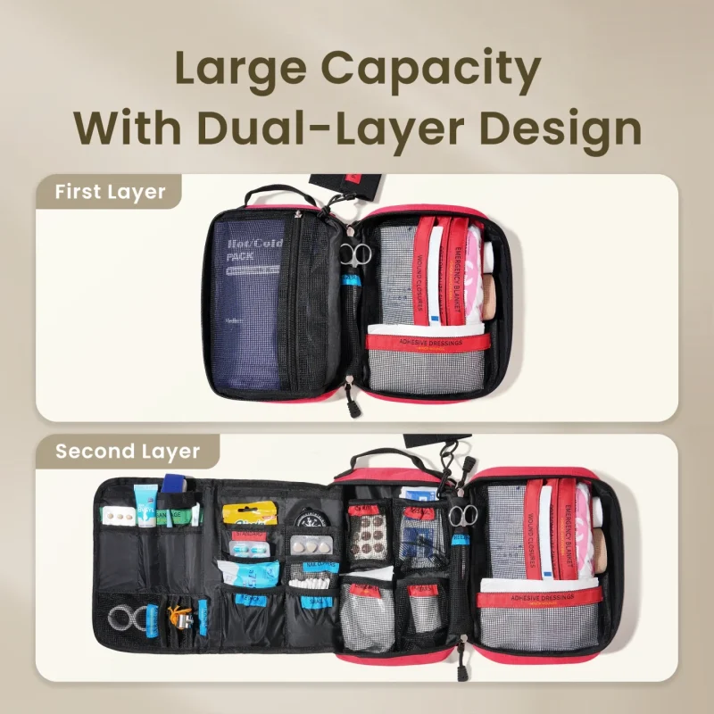 First Aid Bag Empty Large Medical Bag for Travel Home Car and Office Compact Emergency Storage Organizer (No Medications Included)
